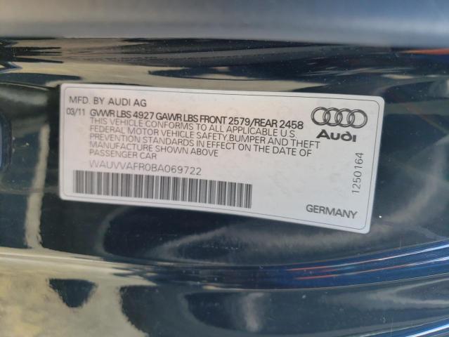 WAUVVAFR0BA069722 - 2011 AUDI S5 PRESTIG BLACK photo 10