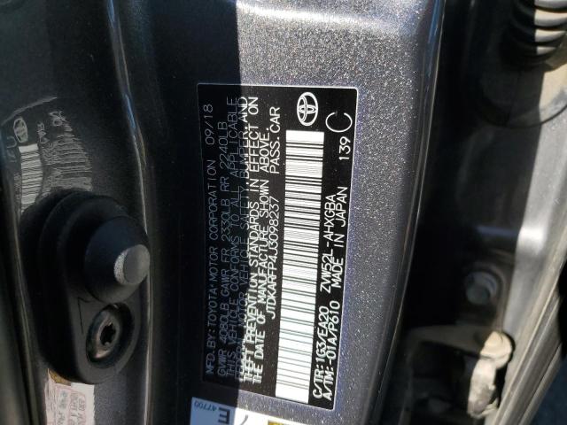 JTDKARFP4J3098237 - 2018 TOYOTA PRIUS PRIM 黑色 照片 10