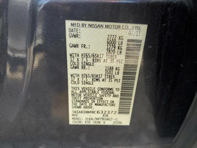 5N1AR1NN4BC632372 - 2011 NISSAN PATHFINDER GRAY photo 10