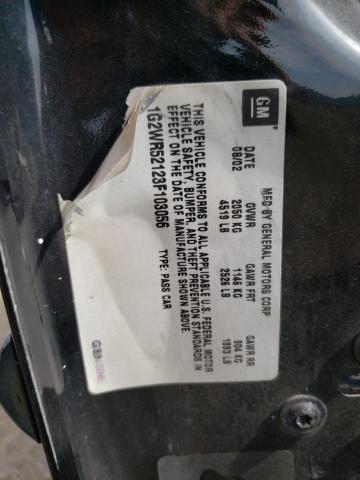 1G2WR52123F103056 - 2003 PONTIAC GRAND PRIX შავი ფოტო 10