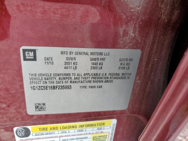 1G1ZC5E16BF235993 - 2011 CHEVROLET MALIBU 1LT 红色 照片 10