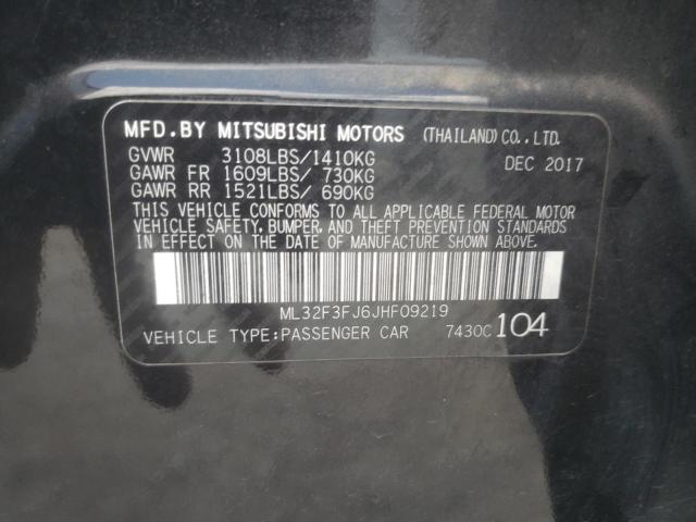 ML32F3FJ6JHF09219 - 2018 MITSUBISHI MIRAGE G4 BLACK photo 10