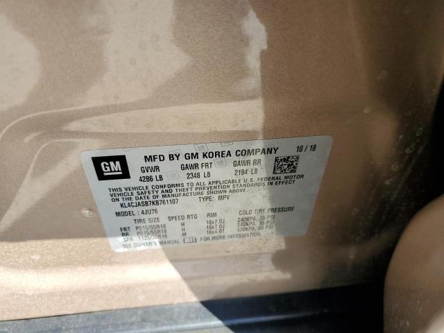 KL4CJASB7KB761107 - 2019 BUICK ENCORE PRE GOLD photo 10