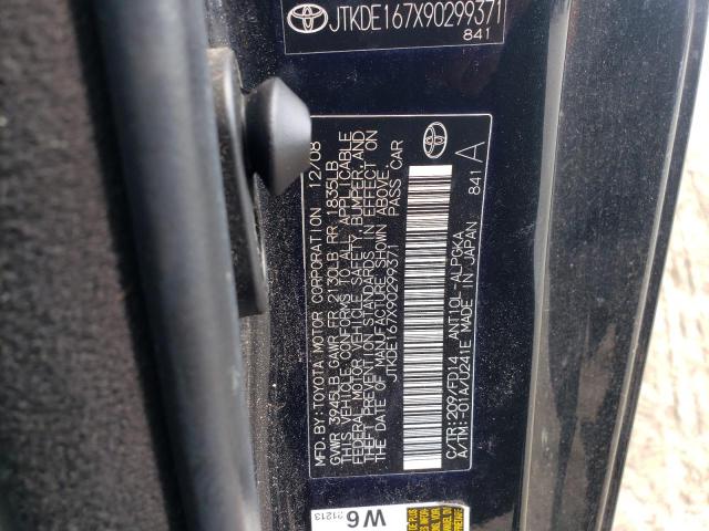 JTKDE167X90299371 - 2009 TOYOTA SCION TC 黑色 照片 10