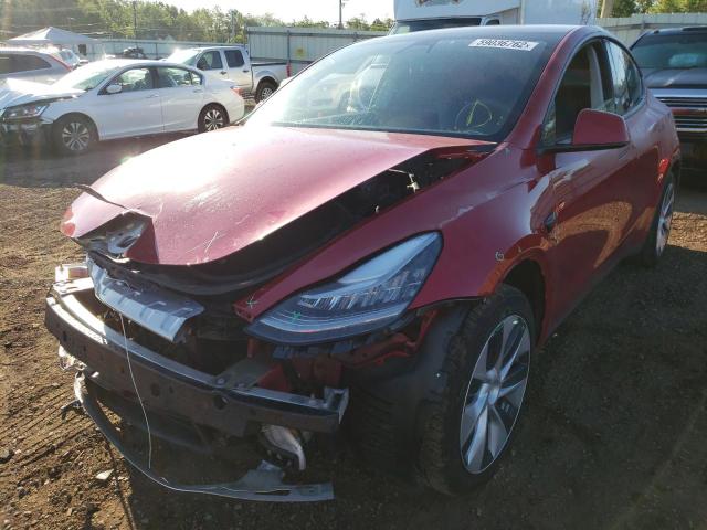 5YJYGDEE9MF192228 - 2021 TESLA MODEL Y أحمر صورة 2