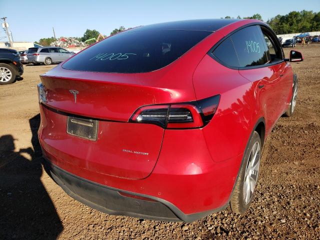 5YJYGDEE9MF192228 - 2021 TESLA MODEL Y RED photo 4