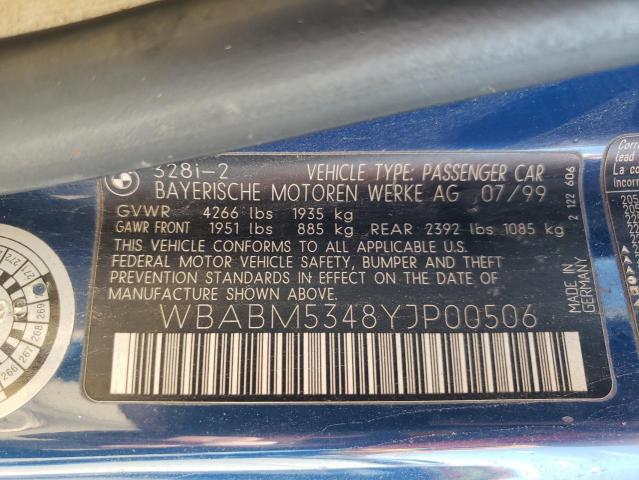 WBABM5348YJP00506 - 2000 BMW 328 CI BLUE photo 10