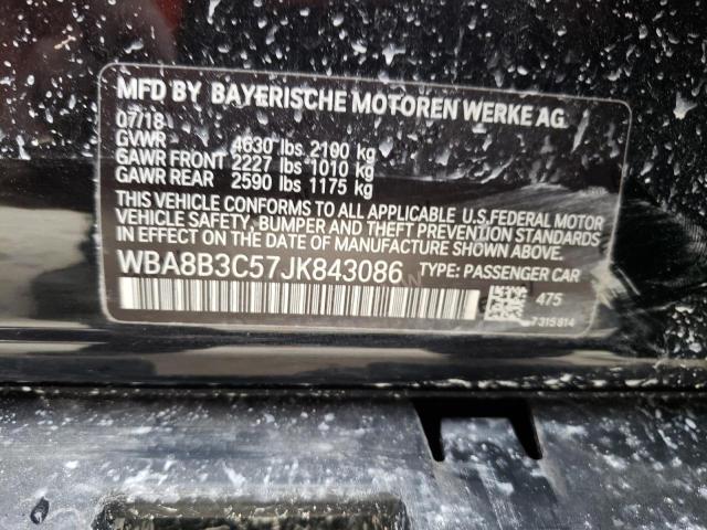 WBA8B3C57JK843086 - 2018 BMW 340 I BLACK photo 10