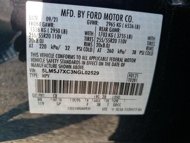 5LM5J7XC3NGL02529 - 2022 LINCOLN AVIATOR RE BLUE photo 10