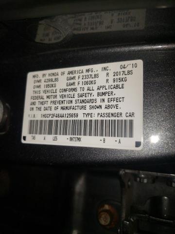 1HGCP2F46AA125659 - 2010 HONDA ACCORD LXP GRAY photo 10