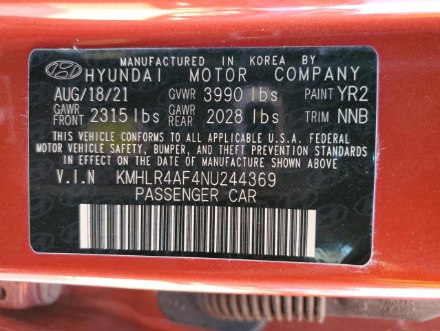 KMHLR4AF4NU244369 - 2022 HYUNDAI ELANTRA N ORANGE photo 10