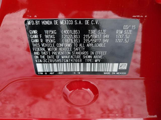 3CZRU5H57GM747668 - 2016 HONDA HR-V EX RED photo 10