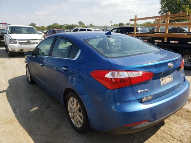 KNAFX4A85E5124127 - 2014 KIA FORTE EX BLUE photo 3