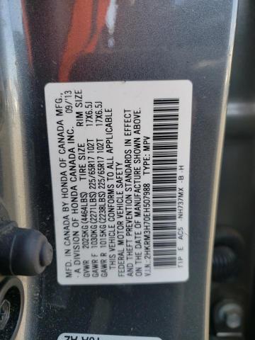 2HKRM3H70EH507988 - 2014 HONDA CR-V EXL GRAY photo 10