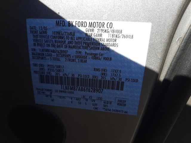 1LNFM87A86Y628907 - 2006 LINCOLN LS 银色 照片 10