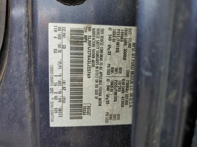 5LMFU27R43LJ25769 - 2003 LINCOLN NAVIGATOR 蓝色 照片 10