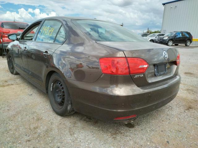 3VW2K7AJ9CM467208 - 2012 VOLKSWAGEN JETTA BASE 棕色 照片 3