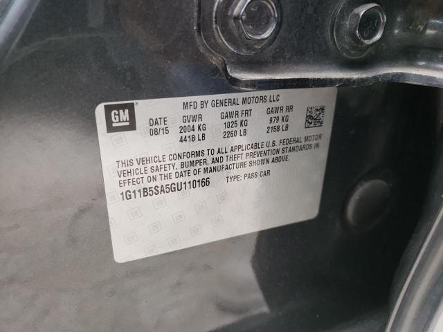 1G11B5SA5GU110166 - 2016 CHEVROLET MALIBU LIM 灰色 照片 10