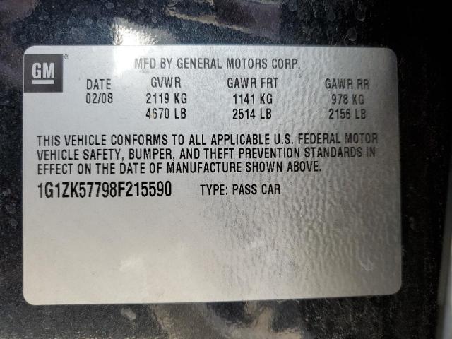 1G1ZK57798F215590 - 2008 CHEVROLET MALIBU LTZ შავი ფოტო 10