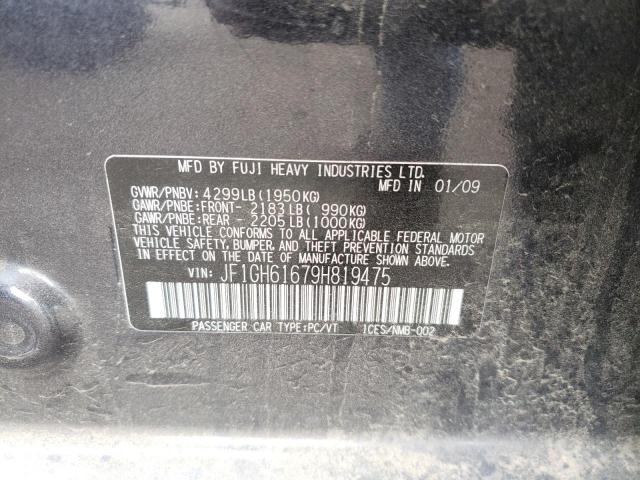 JF1GH61679H819475 - 2009 SUBARU IMPREZA 2. GRAY photo 10