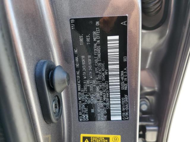 5TDBZRFH4KS746872 - 2019 TOYOTA HIGHLANDER GRAY photo 10