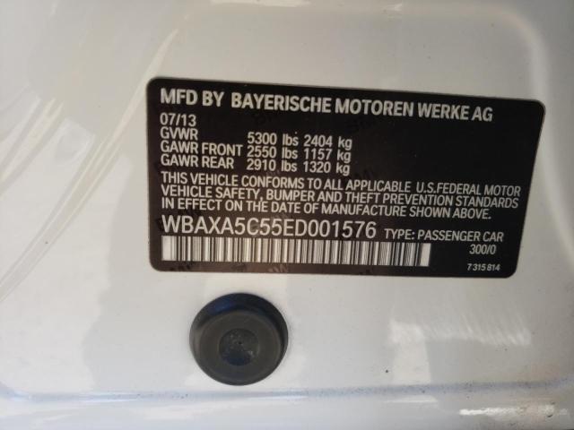 WBAXA5C55ED001576 - 2014 BMW 535 D WHITE photo 10
