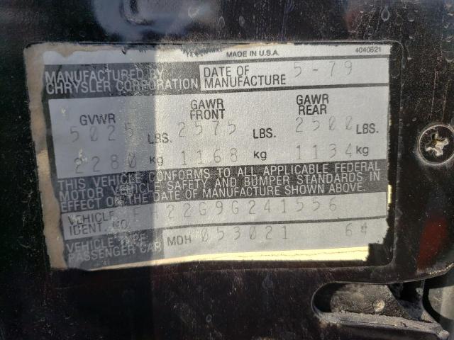 FH22G9G241556 - 1979 CHRYSLER LEBARON 黑色 照片 10