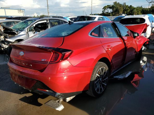 5NPEJ4J28LH034558 - 2020 HYUNDAI SONATA SEL RED photo 4