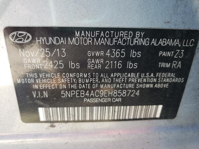 5NPEB4AC9EH858724 - 2014 HYUNDAI SONATA GLS SILVER photo 10