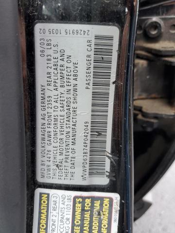 WVWPD63B74P042049 - 2004 VOLKSWAGEN PASSAT GLS BLACK photo 10