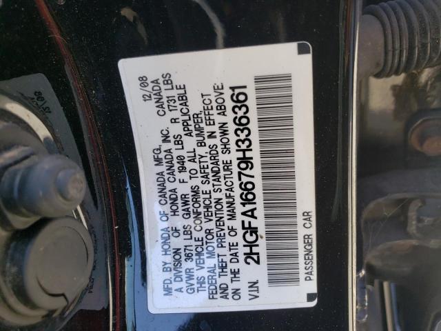 2HGFA16679H336361 - 2009 HONDA CIVIC LX-S Qara foto 10