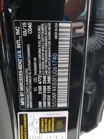 55SWF4KB3FU061740 - 2015 MERCEDES-BENZ C300 BLACK photo 10