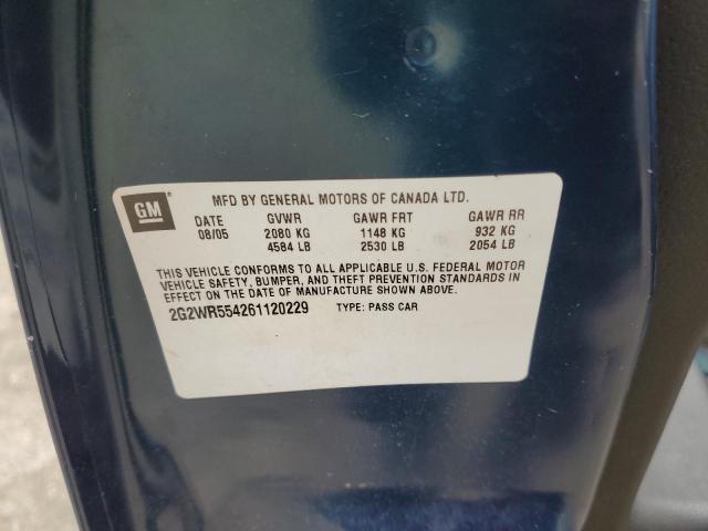 2G2WR554261120229 - 2006 PONTIAC GRAND PRIX ლურჯი ფოტო 10
