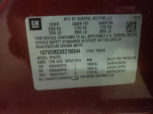 1GTV2VECXEZ186844 - 2014 GMC SIERRA K15 BURGUNDY photo 10