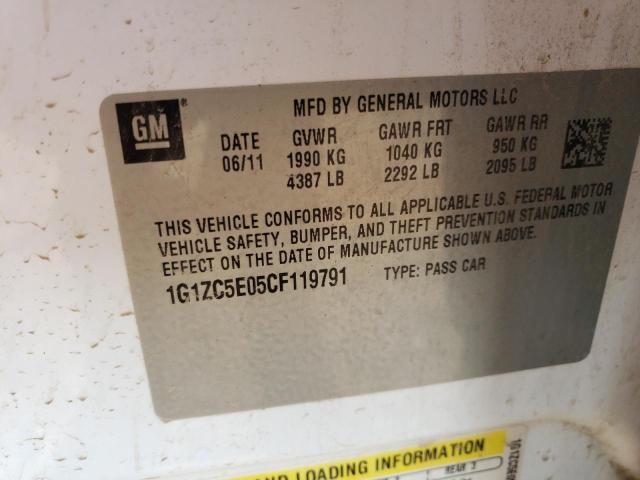 1G1ZC5E05CF119791 - 2012 CHEVROLET MALIBU 1LT 白色 照片 10