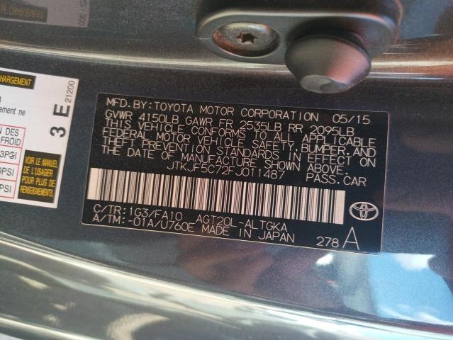 JTKJF5C72FJ011487 - 2015 TOYOTA SCION TC ნაცრისფერი ფოტო 10