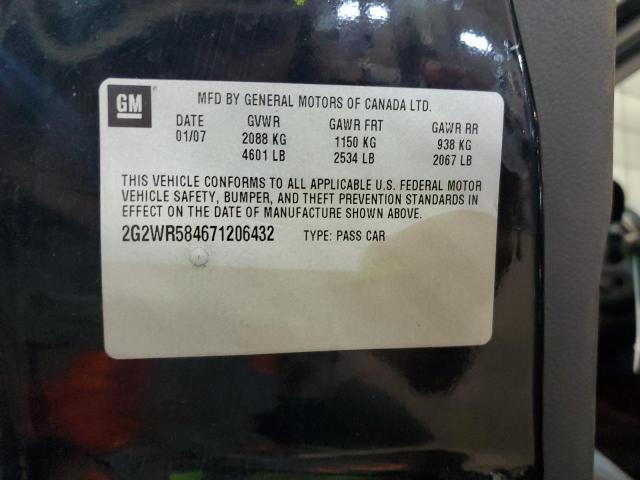 2G2WR584671206432 - 2007 PONTIAC GRAND PRIX Սև լուսանկար 10