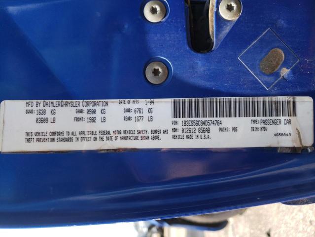 1B3ES56C84D574764 - 2004 DODGE NEON SXT BLUE photo 10