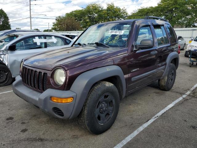 1J4GL48K34W284465 - 2004 JEEP LIBERTY SP MAROON photo 2