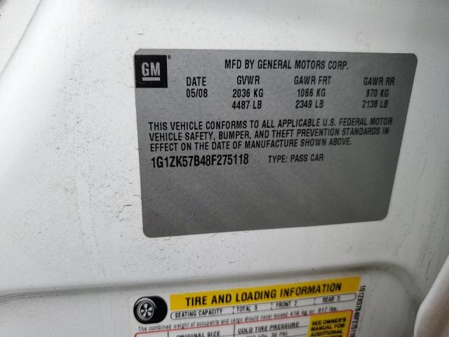 1G1ZK57B48F275118 - 2008 CHEVROLET MALIBU LTZ თეთრი ფოტო 10