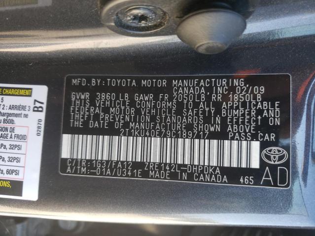 2T1KU40E79C189717 - 2009 TOYOTA COROLLA MATRIX  photo 10