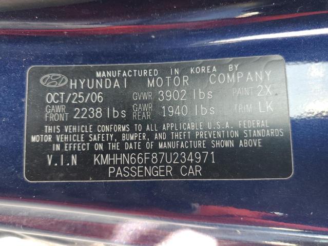 KMHHN66F87U234971 - 2007 HYUNDAI TIBURON GT  photo 10