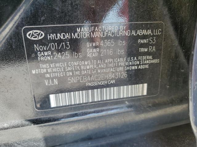 5NPEB4AC2EH843126 - 2014 HYUNDAI SONATA GLS BLACK photo 10