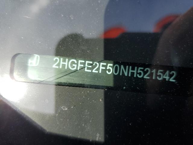 2HGFE2F50NH521542 - 2022 HONDA CIVIC SPOR RED photo 10