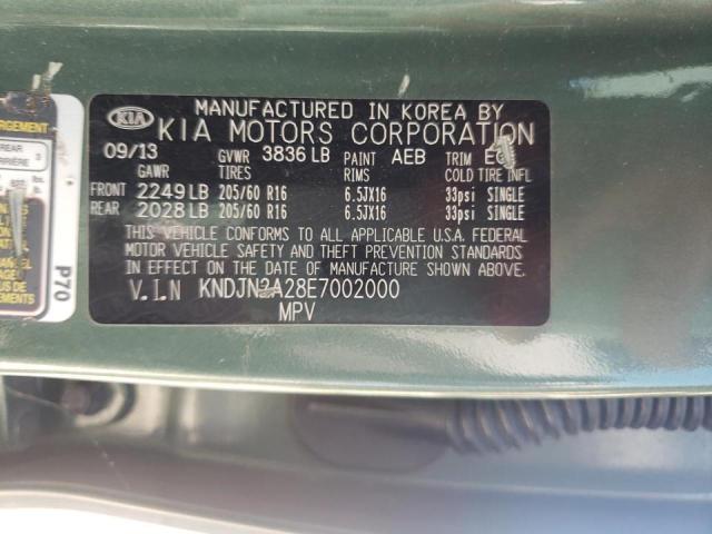 KNDJN2A28E7002000 - 2014 KIA SOUL GREEN photo 10