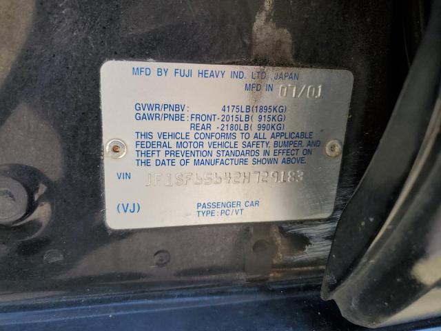 JF1SF65642H729183 - 2002 SUBARU FORESTER S BLACK photo 10