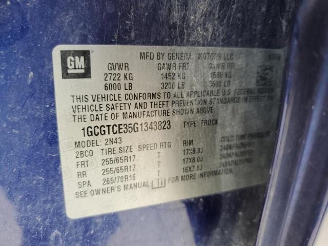 1GCGTCE35G1343823 - 2016 CHEVROLET COLORADO L PURPLE photo 10