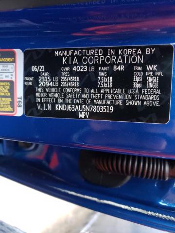 KNDJ63AU5N7803519 - 2022 KIA SOUL GT LI BLUE photo 10