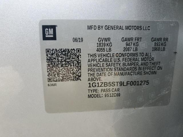 1G1ZB5ST9LF001275 - 2020 CHEVROLET MALIBU LS SILVER photo 10