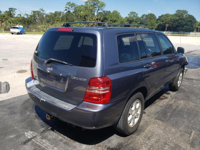 JTEGF21A830093074 - 2003 TOYOTA HIGHLANDER BLUE photo 4